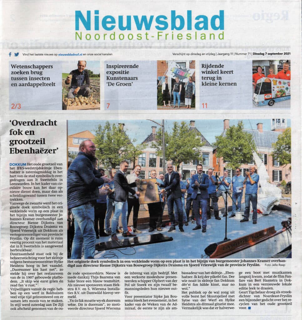 Artikel in het Nieuwsblad van het Noorden